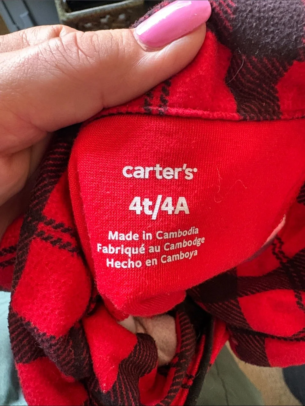 Carter's Red and Black Plaid Kids Pajama Set